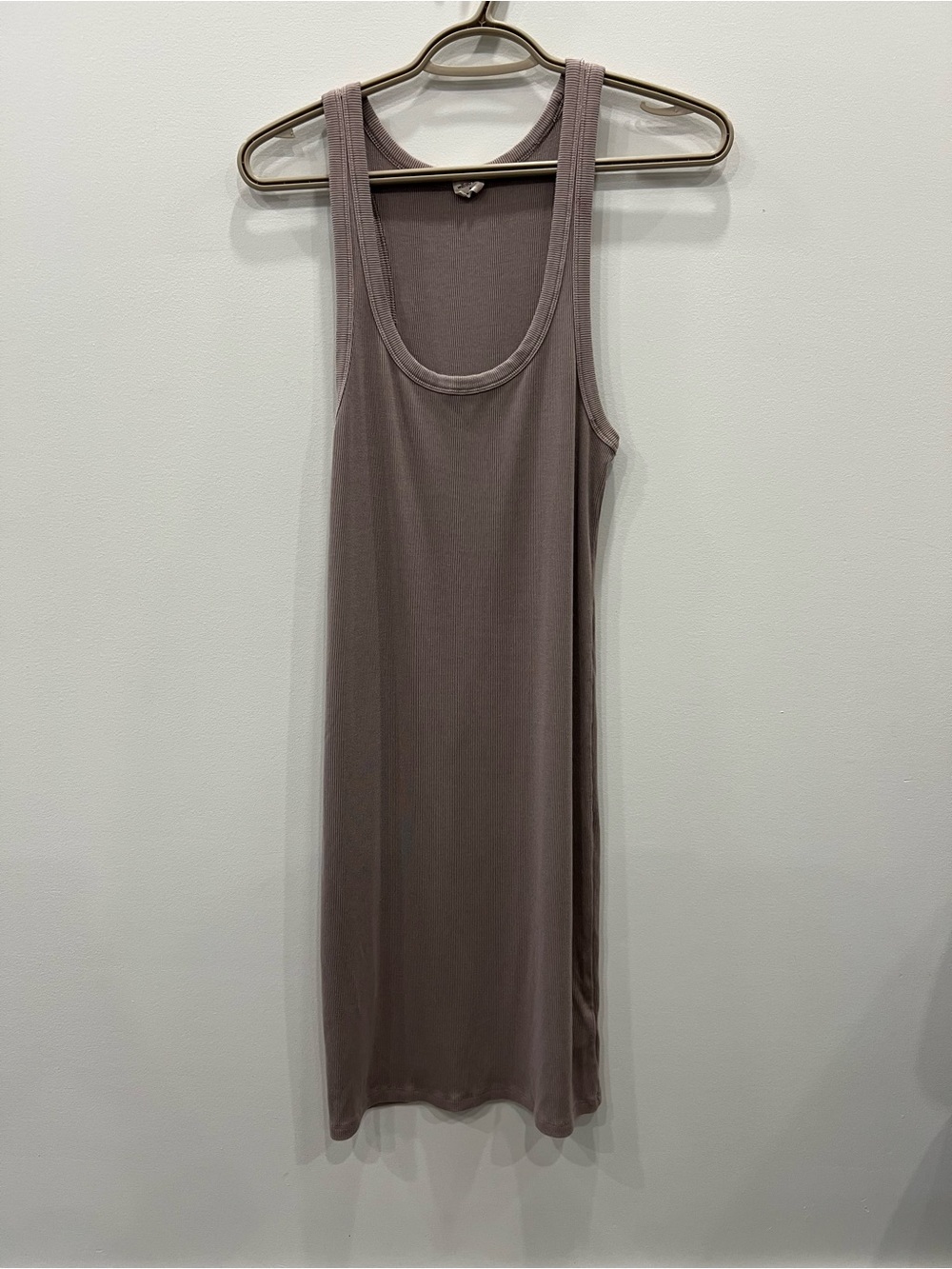 Aritzia Wilfred Free Ribbed Midi Tank Dress Taupe Brown Size Medium